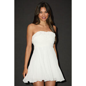 Lulus Always Remarkable White Pleated Mini Dress - Size M